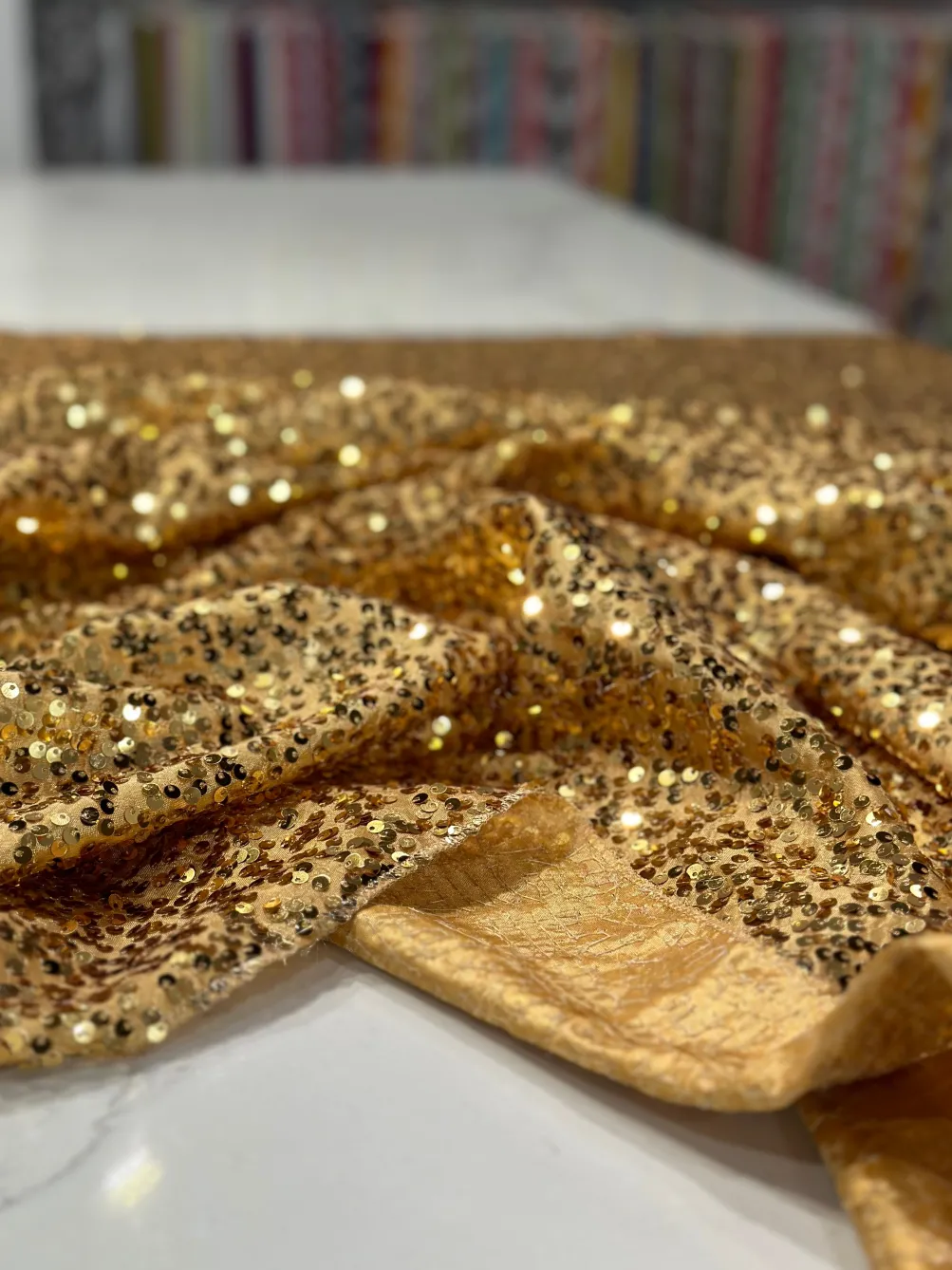 Taffeta Sequins Table Linen in Gold