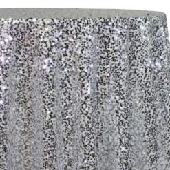 Taffeta Sequins Table Linen in Silver and White