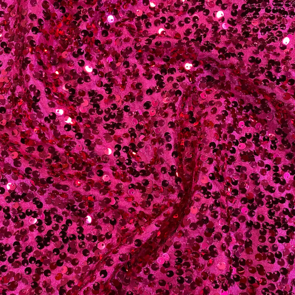 Taffeta Sequins Table Linen in Fuchsia