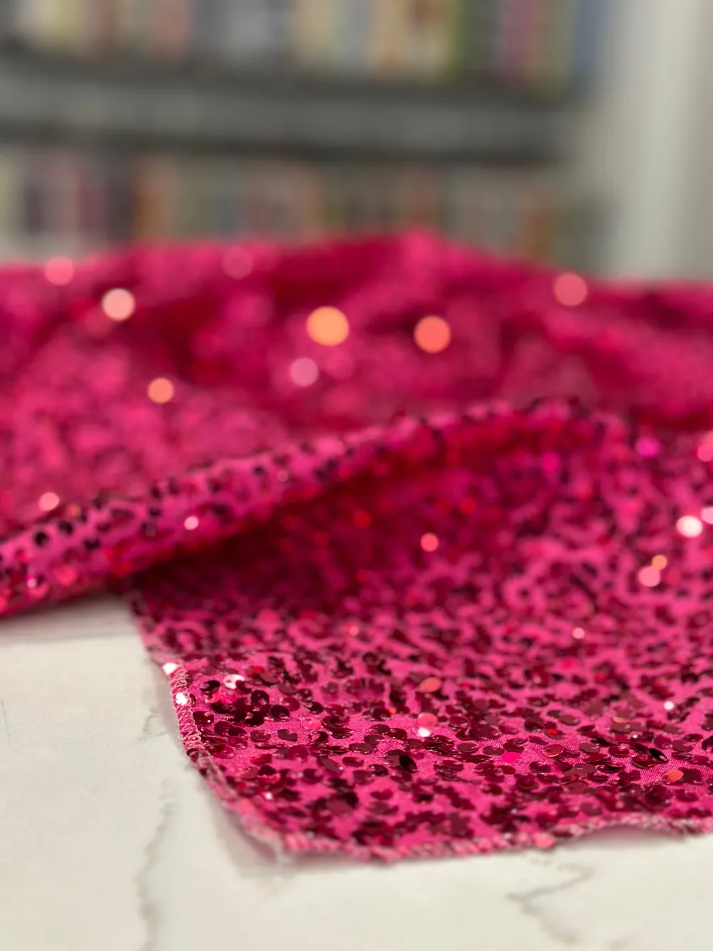 Taffeta Sequins Table Linen in Fuchsia