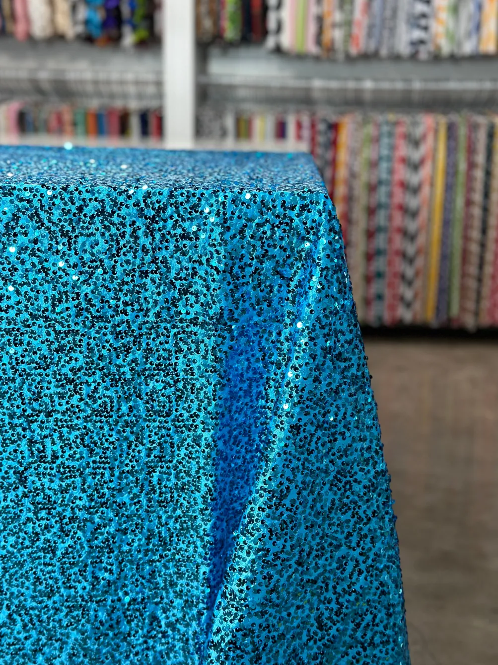 Taffeta Sequins Table Linen in Turquoise