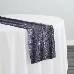 Taffeta Sequins Table Runner in Charcoal