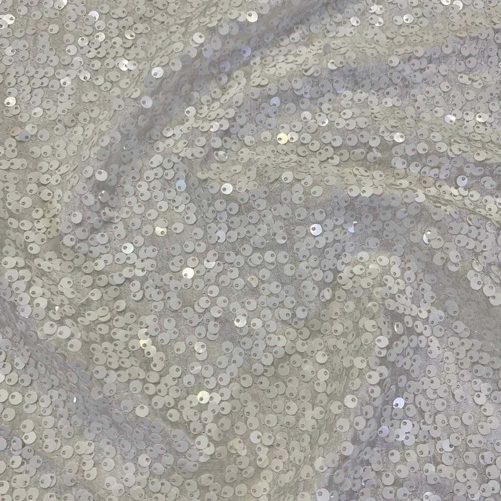 Taffeta Sequins Table Runner in White