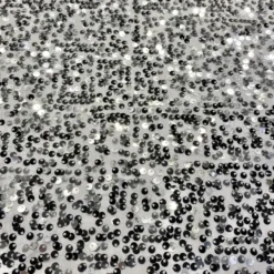 Taffeta Sequins Table Runner in Silver on White