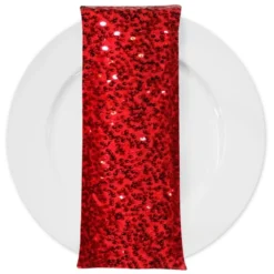 Taffeta Sequins (w/ Poly Lining) Table Napkin in Red