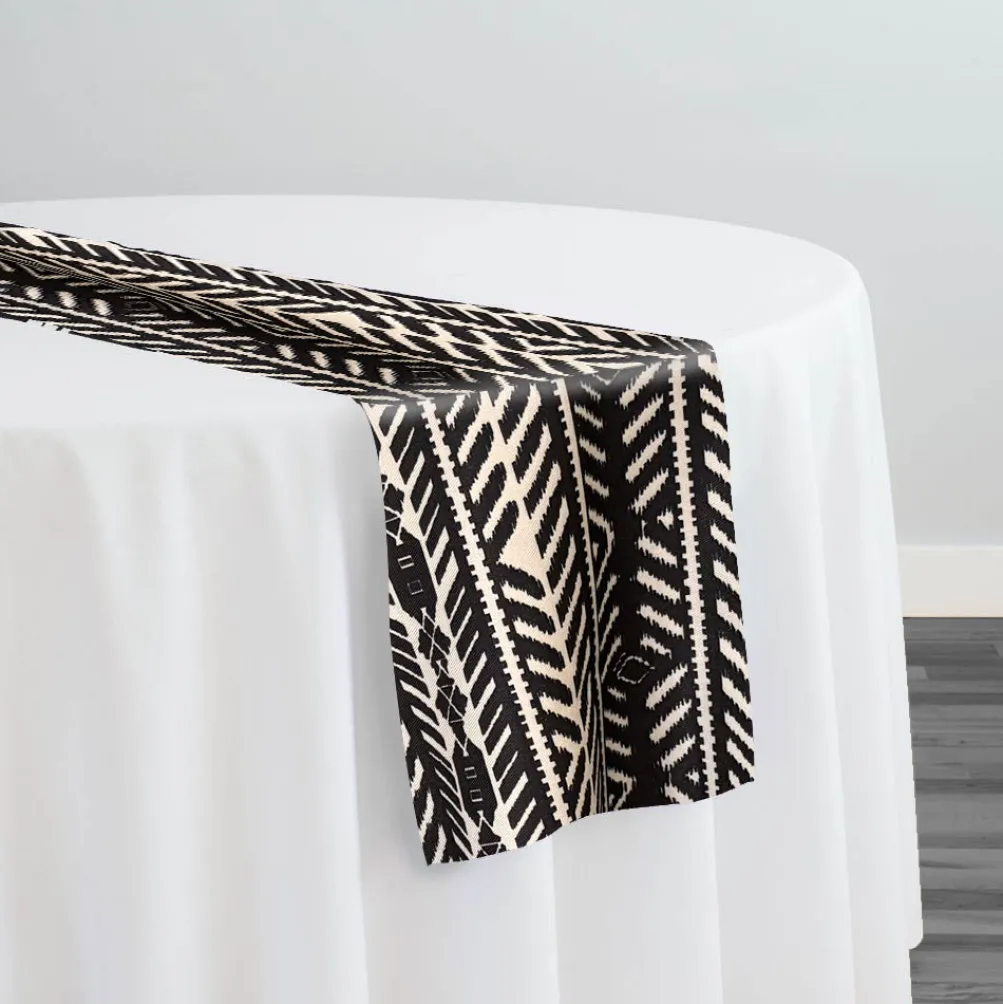 Topaz (Poly Print) Table Runner in Black / Taupe
