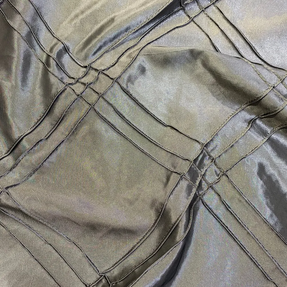 Triple Pleat Pintuck Table Linen in Charcoal