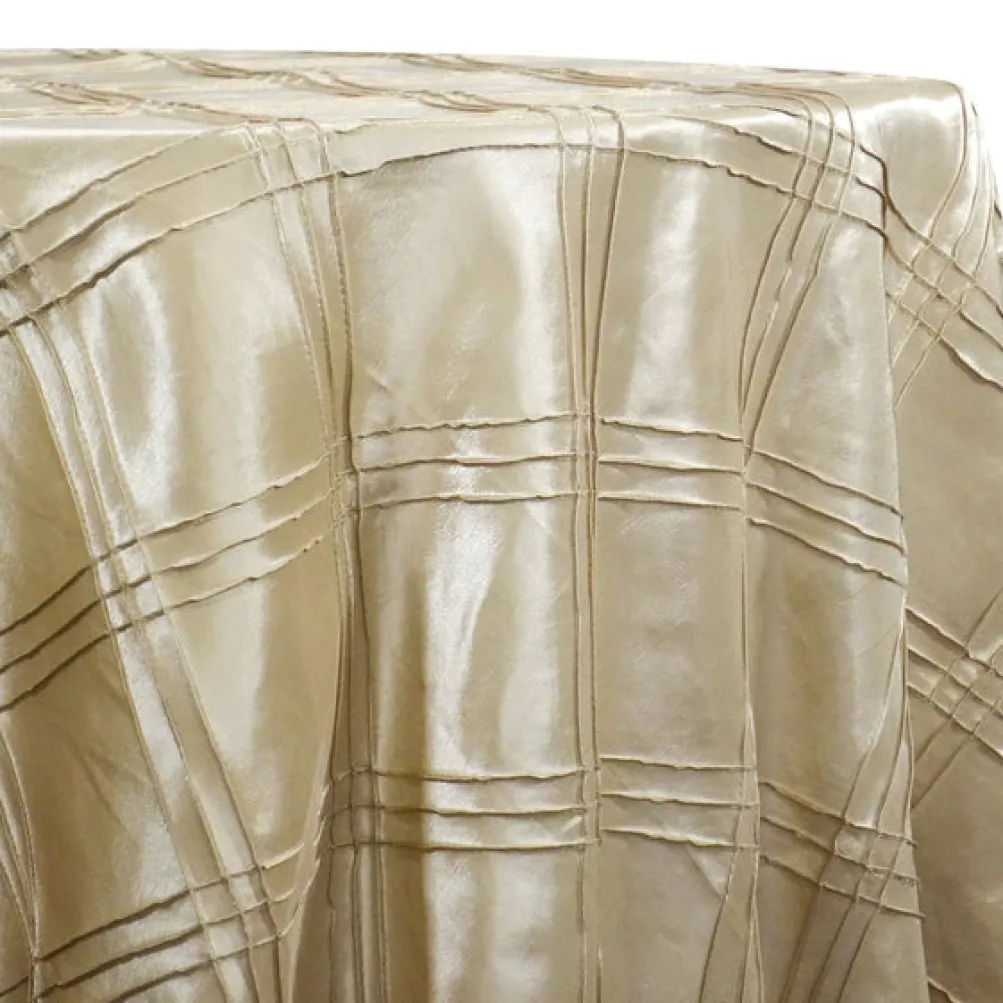 Triple Pleat Pintuck Table Linen in Taupe Gold