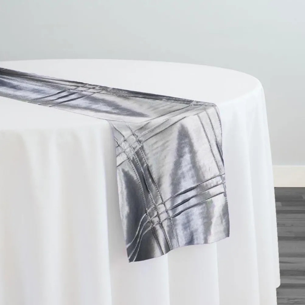 Triple Pleat Pintuck Table Runner in Silver