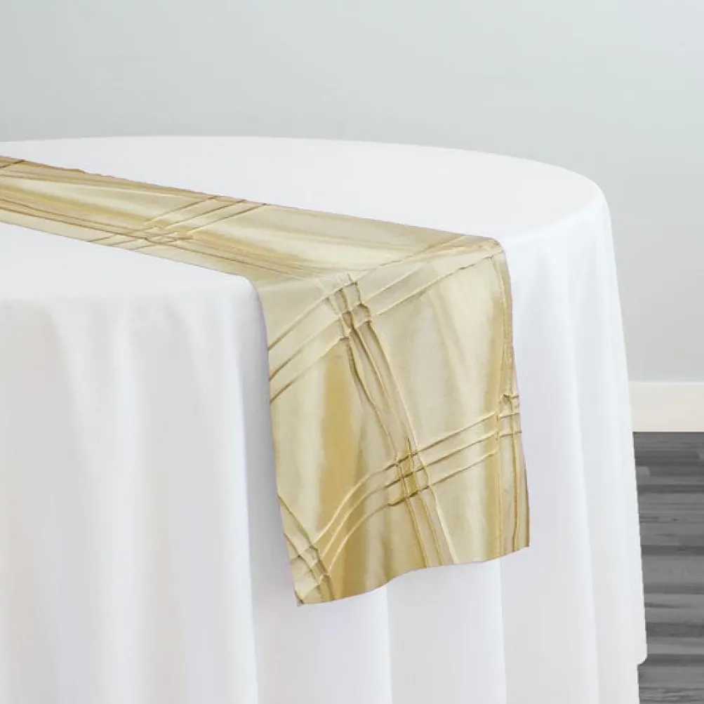 Triple Pleat Pintuck Table Runner in Ivory