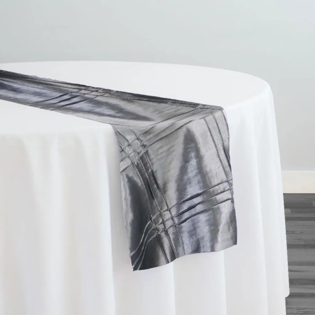 Triple Pleat Pintuck Table Runner in Charcoal