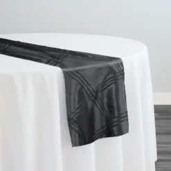 Triple Pleat Pintuck Table Runner in Black