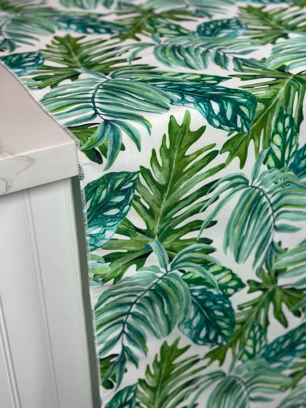 Tropical Print (Dupioni) Table Linen in Green