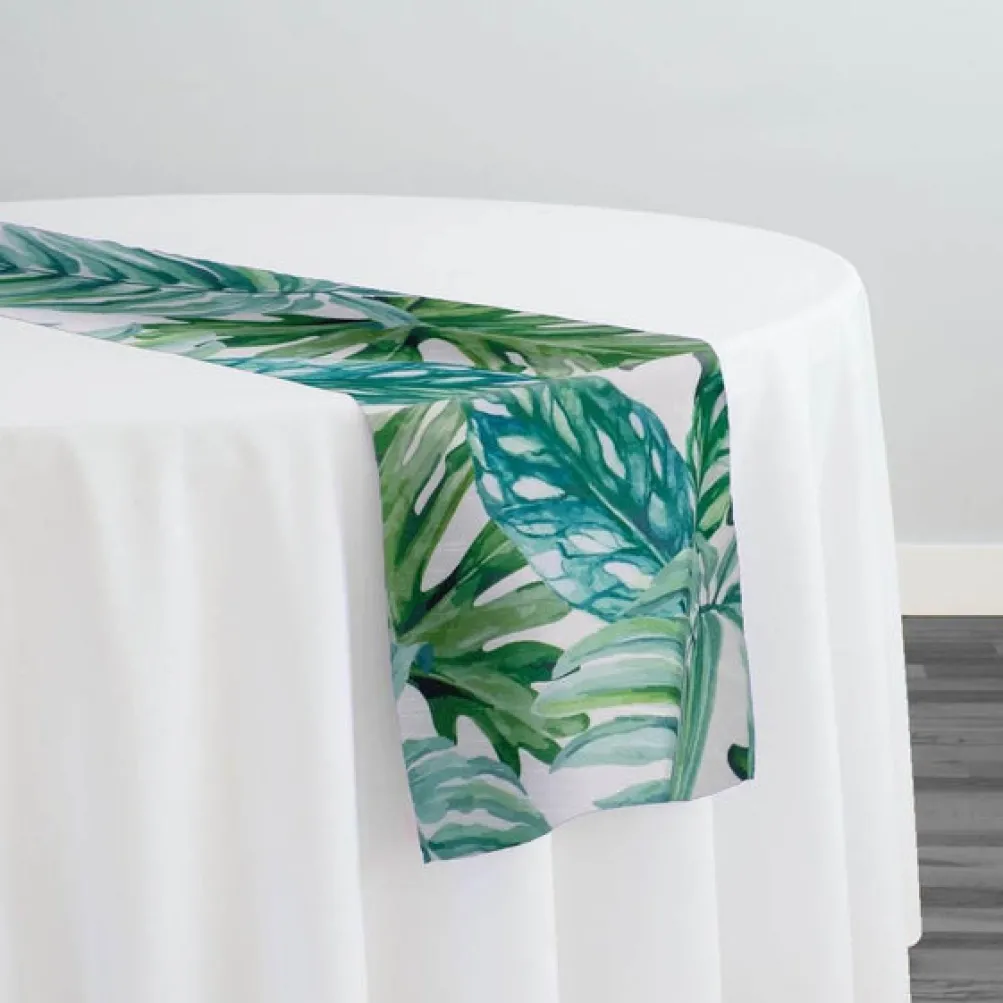 Tropical Print (Dupioni) Table Runner in Green