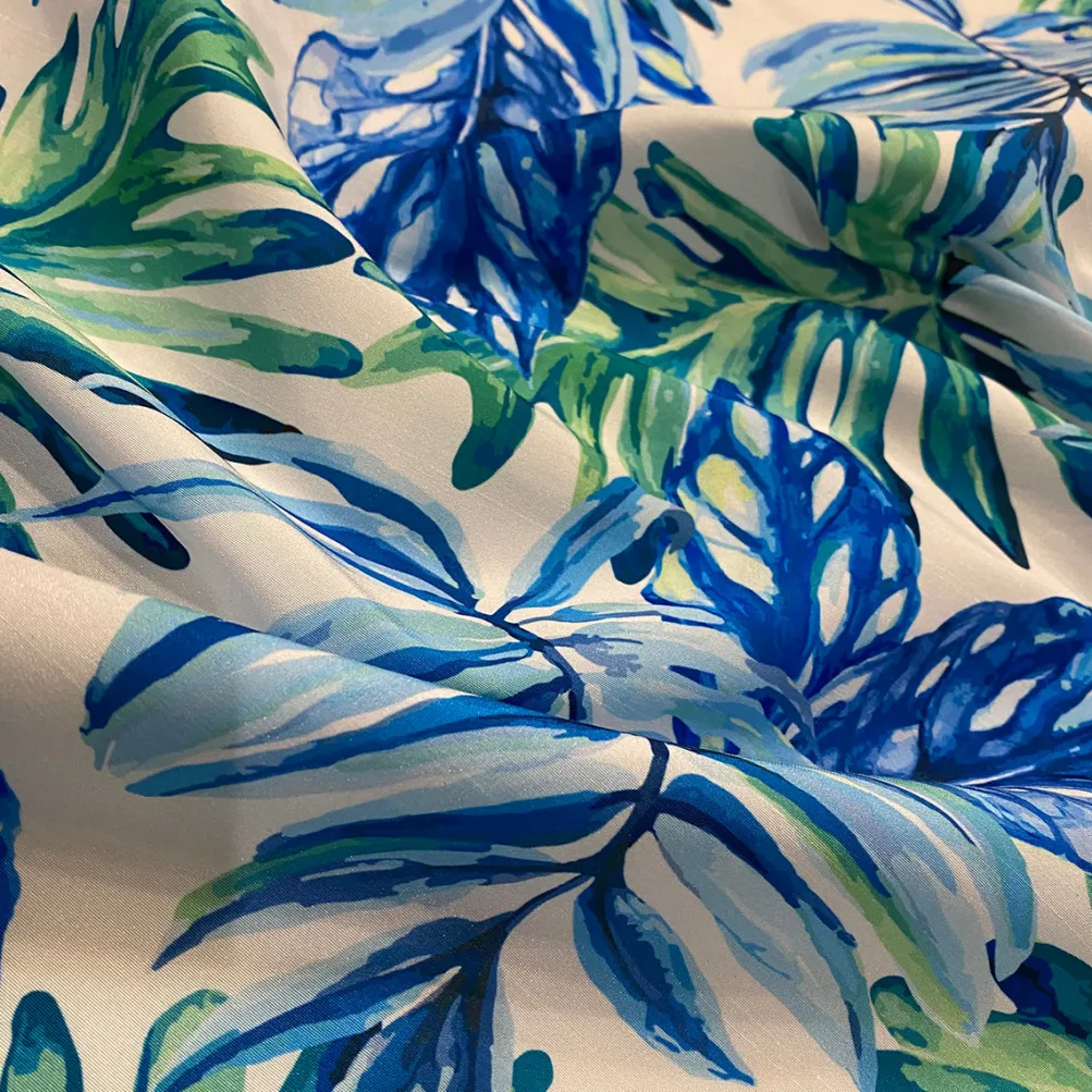 Tropical Print (Dupioni) Table Napkin in Blue