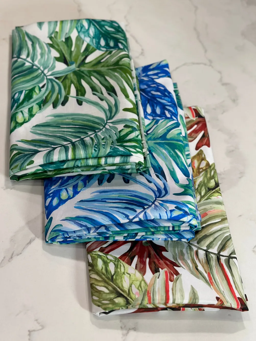 Tropical Print (Dupioni) Table Linen in Red