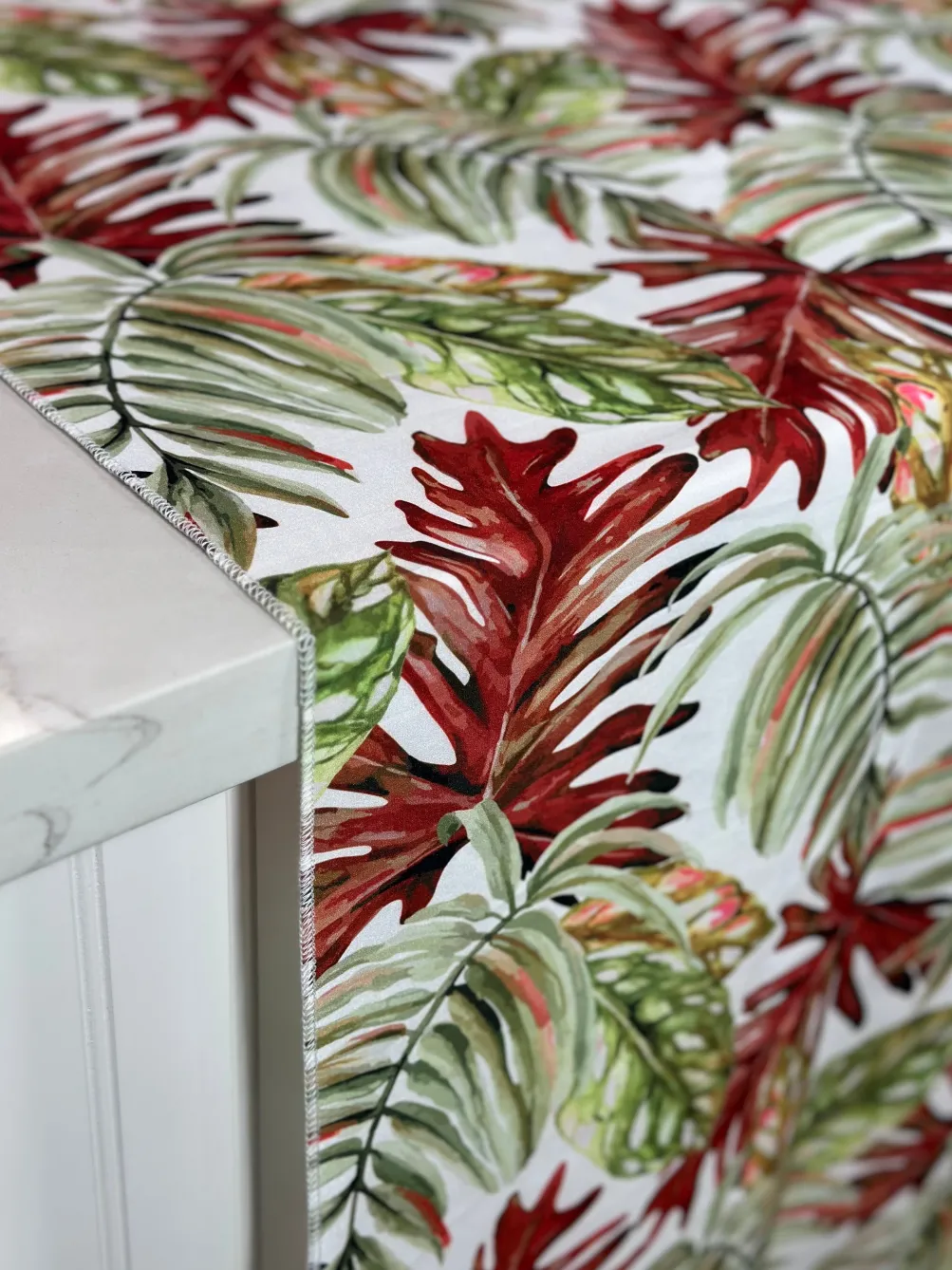 Tropical Print (Dupioni) Table Linen in Red