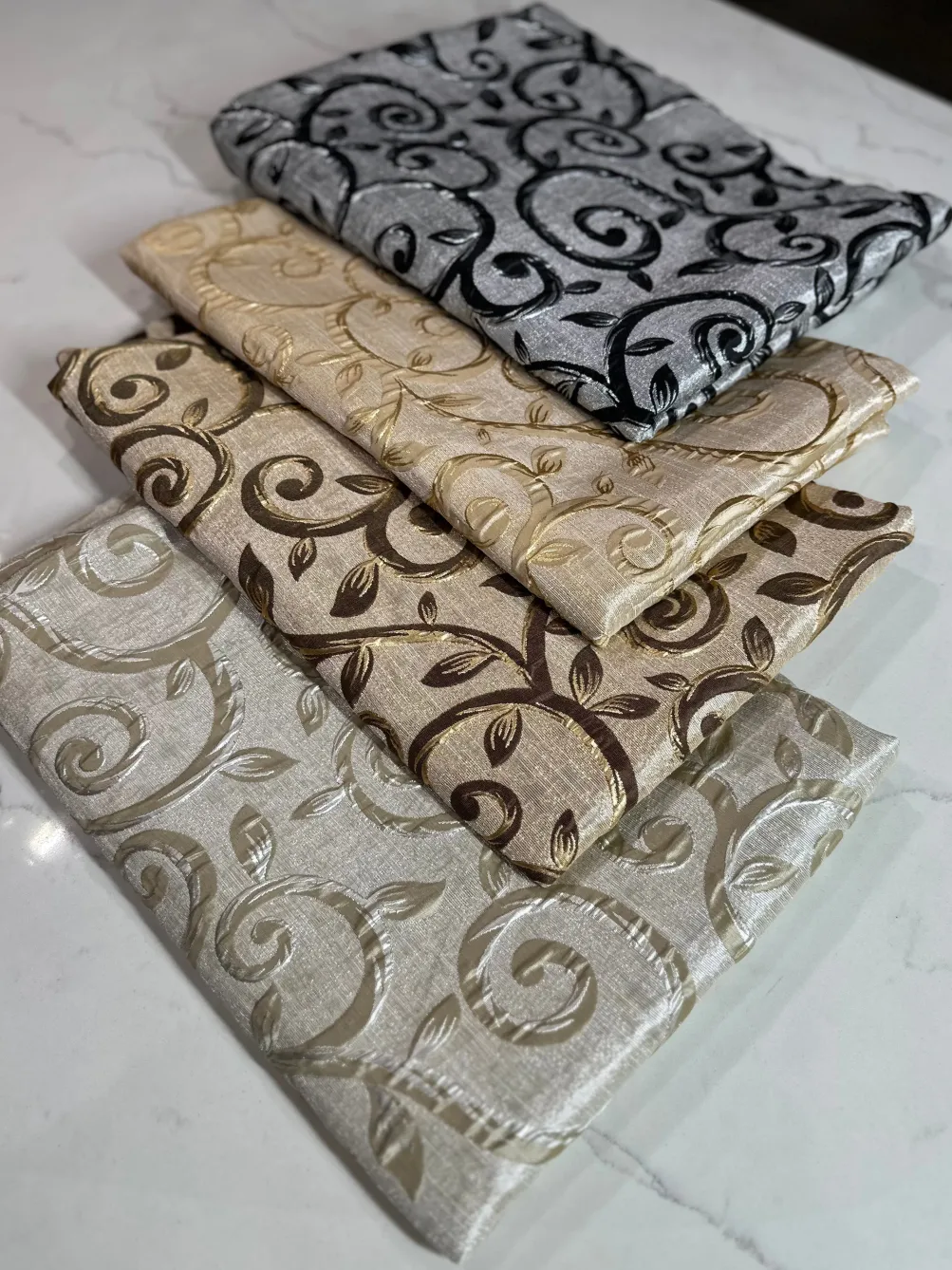 Tuscany Jacquard (Reversible) Table Linen in Black and Silver