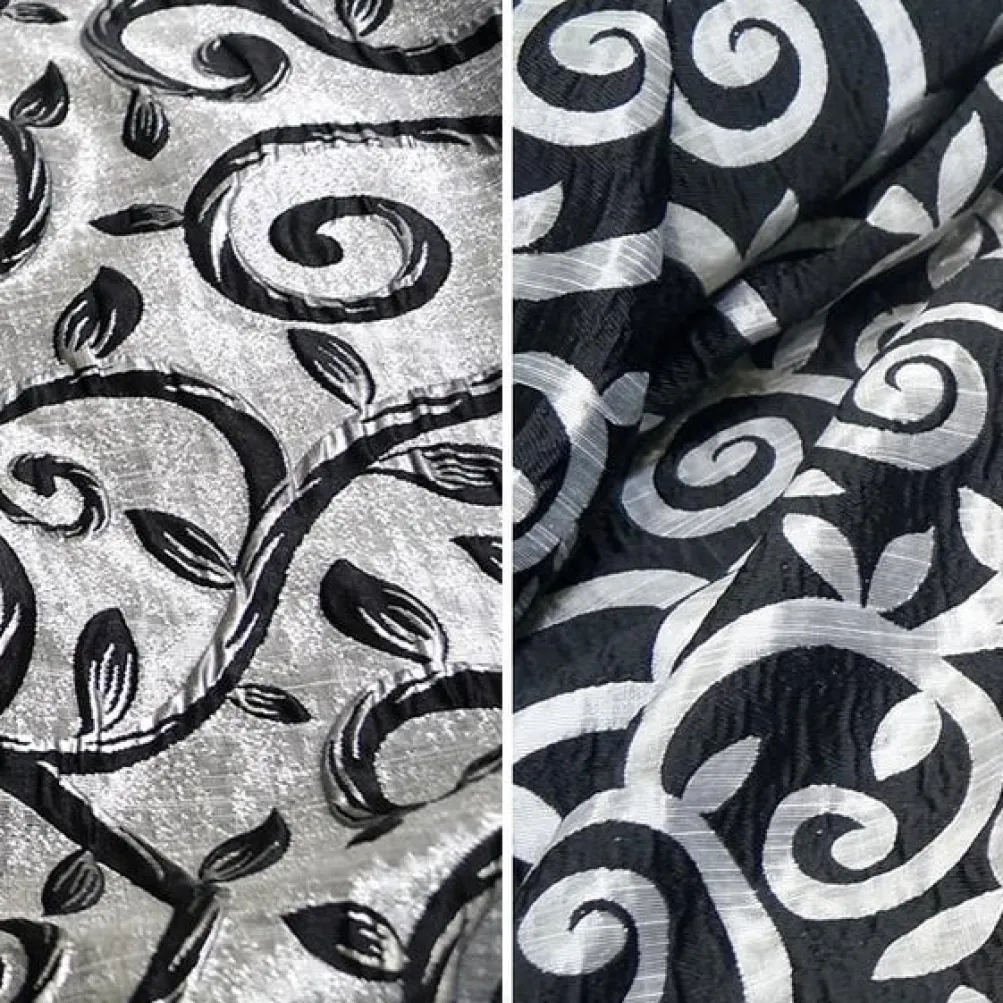 Tuscany Jacquard (Reversible) Table Linen in Black and Silver
