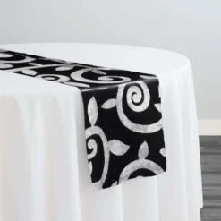 Tuscany Jacquard (Reversible) Table Runner in Black and Silver