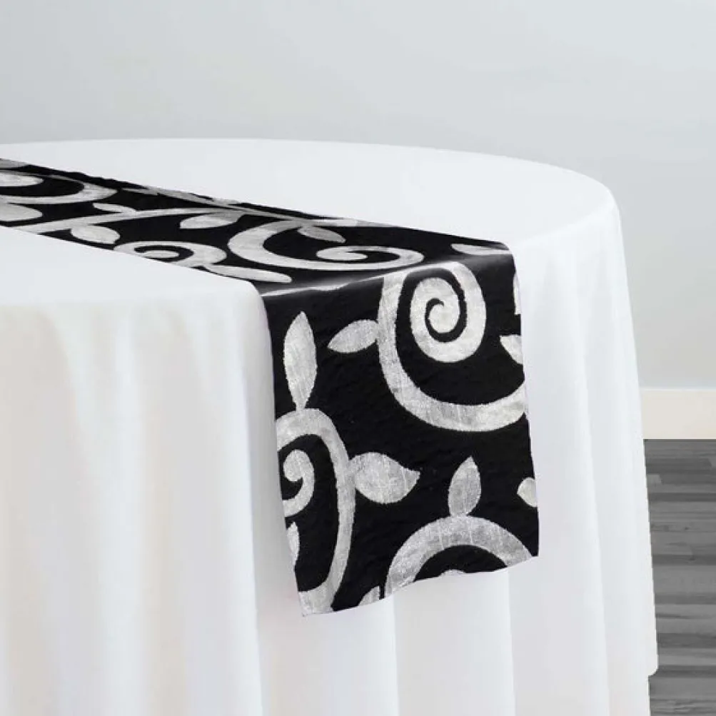 Tuscany Jacquard (Reversible) Table Runner in Black and Silver