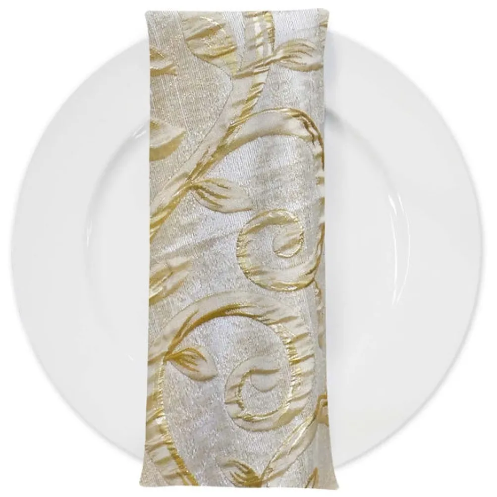 Tuscany Jacquard (Reversible) Table Napkin in Champagne and Gold