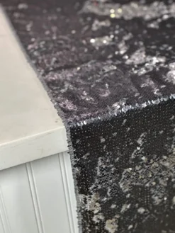 Two-Tone Sequins Table Linen in Pewter and Silver