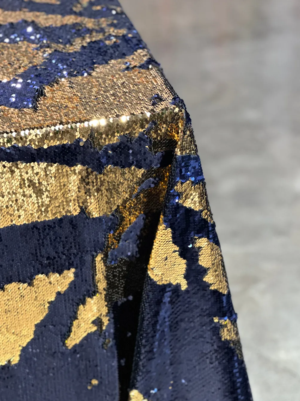 Two-Tone Sequins Table Linen in Navy and Rose Gold