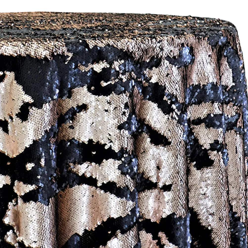 Two-Tone Sequins Table Linen in Champagne and Black