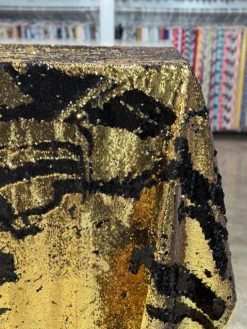 Two-Tone Sequins Table Linen in Black and Gold