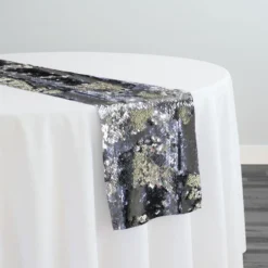 Two-Tone Sequins Table Runner in Pewter and Silver