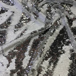 Two-Tone Sequins Table Runner in White and Silver