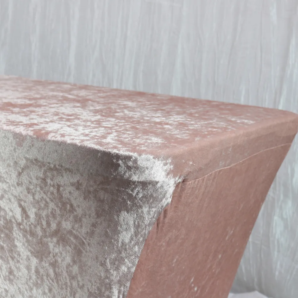 Velvet Spandex (8'x30") Banquet Table Cover in Blush