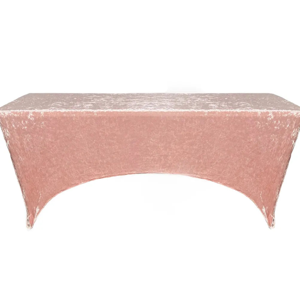 Velvet Spandex (8'x30") Banquet Table Cover in Blush