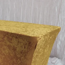 Velvet Spandex (8'x30") Banquet Table Cover in Gold