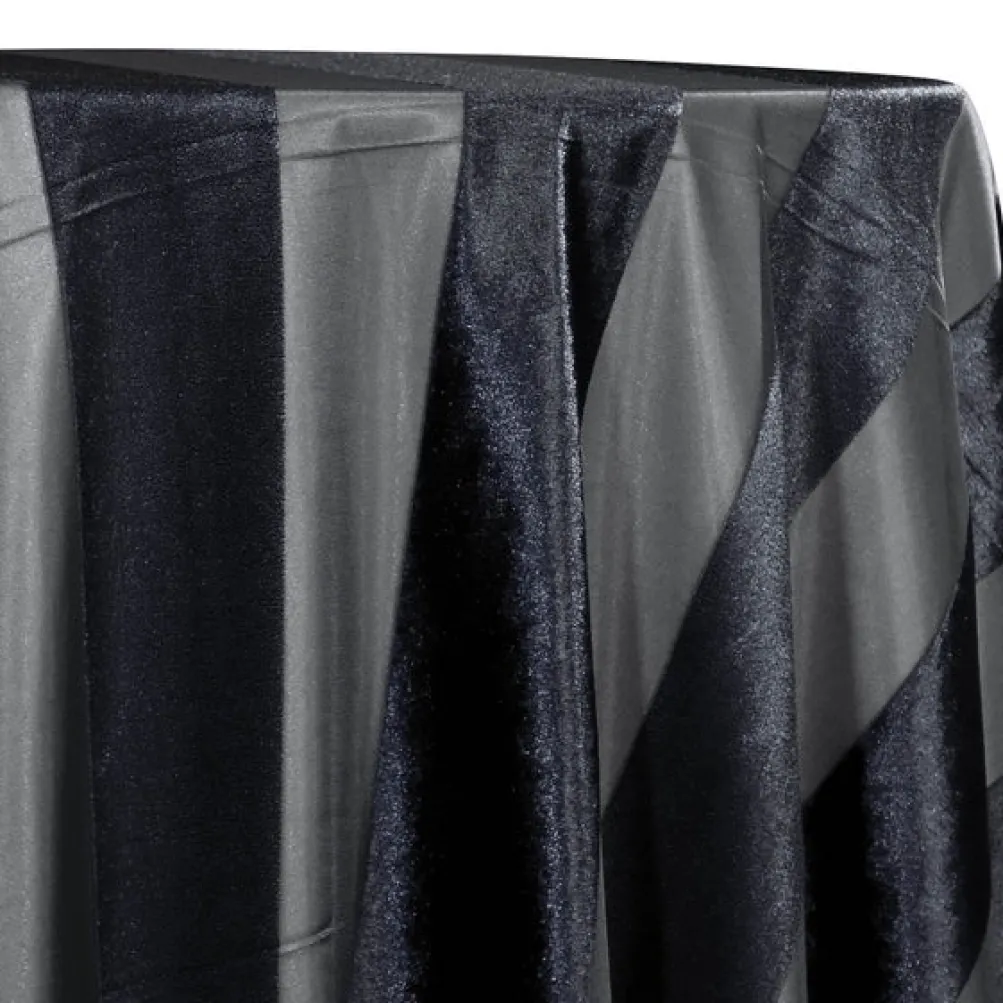 Velvet Stripe Table Linen in Black