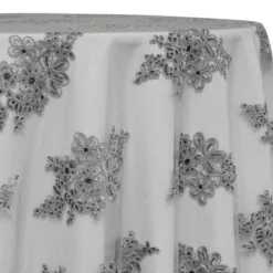 Venetian Lace Table Linen in Grey