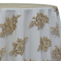 Venetian Lace Table Linen in Taupe