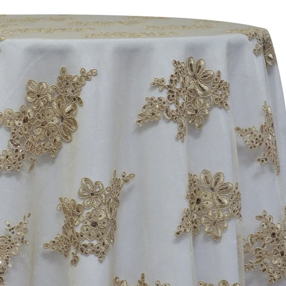 Venetian Lace Table Linen in Taupe