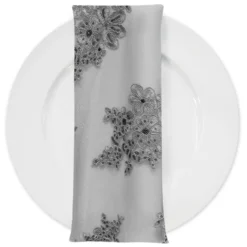 Venetian Lace (w/ Poly Lining) Table Napkin in Grey