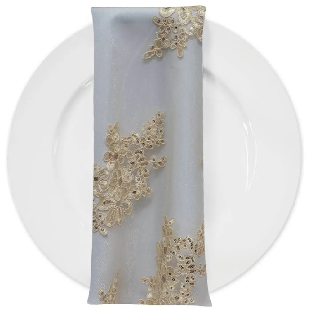 Venetian Lace (w/ Poly Lining) Table Napkin in Ivory