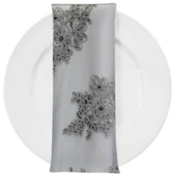 Venetian Lace (w/ Poly Lining) Table Napkin in Silver