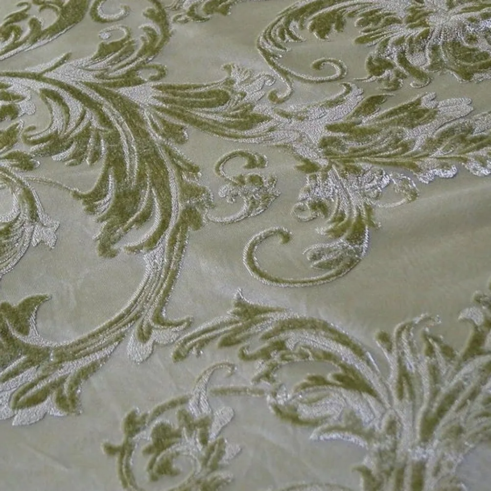 Victorian Jacquard Sheer Table Runner in Sage