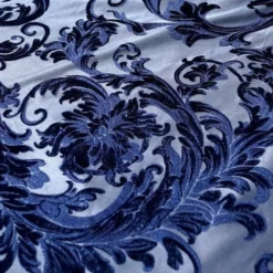 Victorian Jacquard Sheer Table Linen in Navy