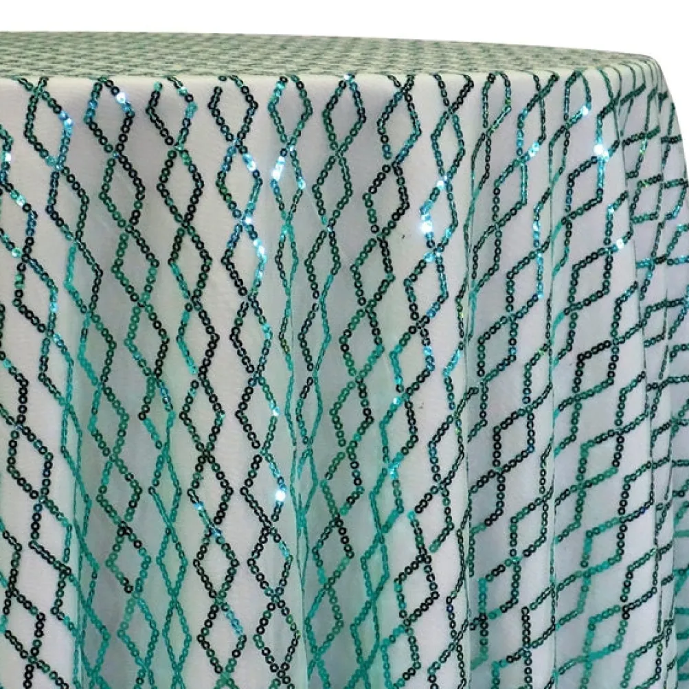Vortex Sequins Table Linen in Teal Green