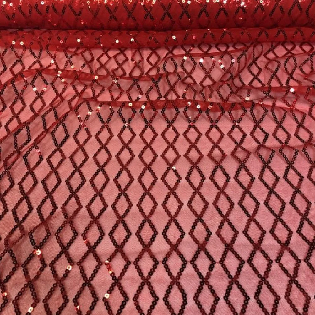Vortex Sequins Table Runner in Red