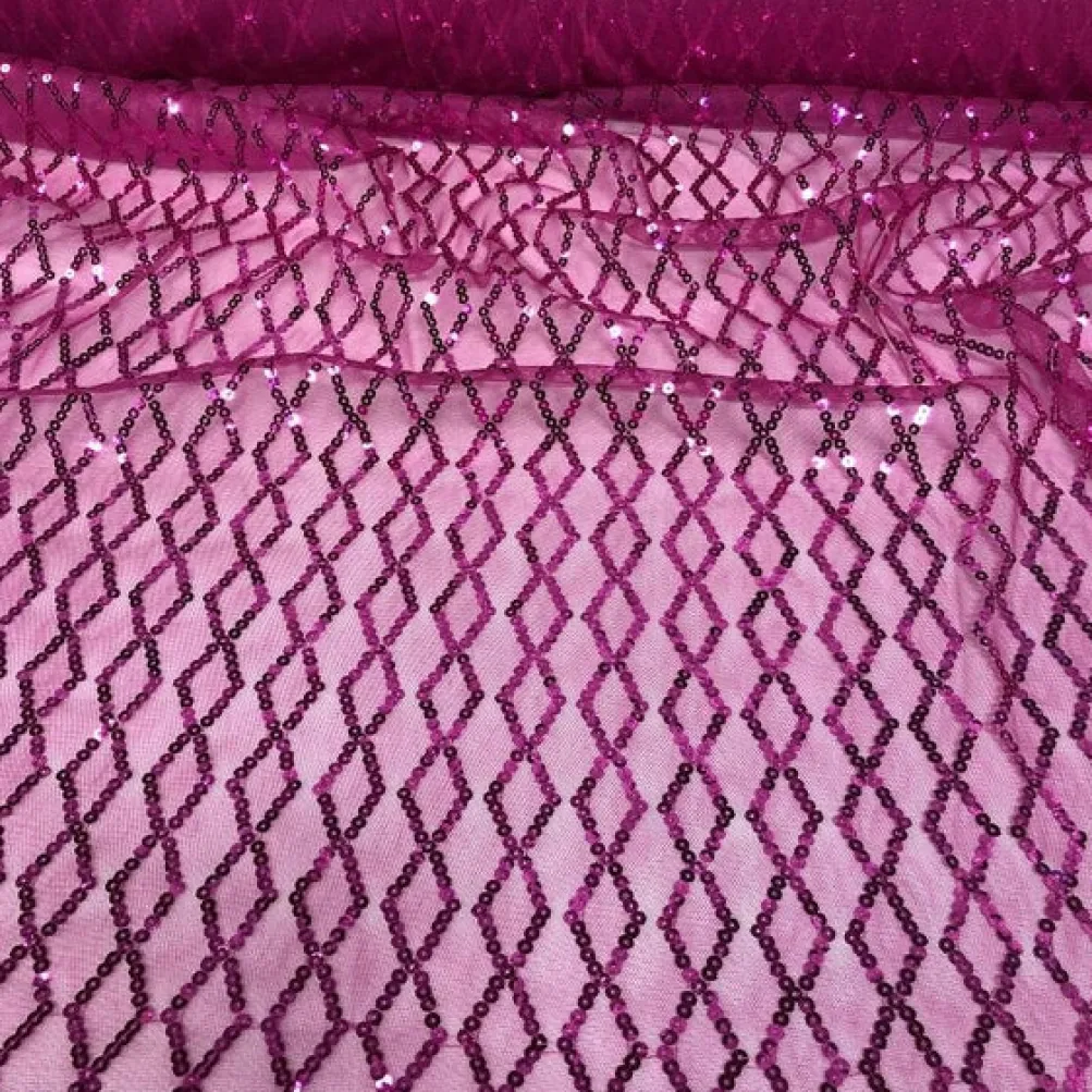 Vortex Sequins Table Runner in Fuchsia