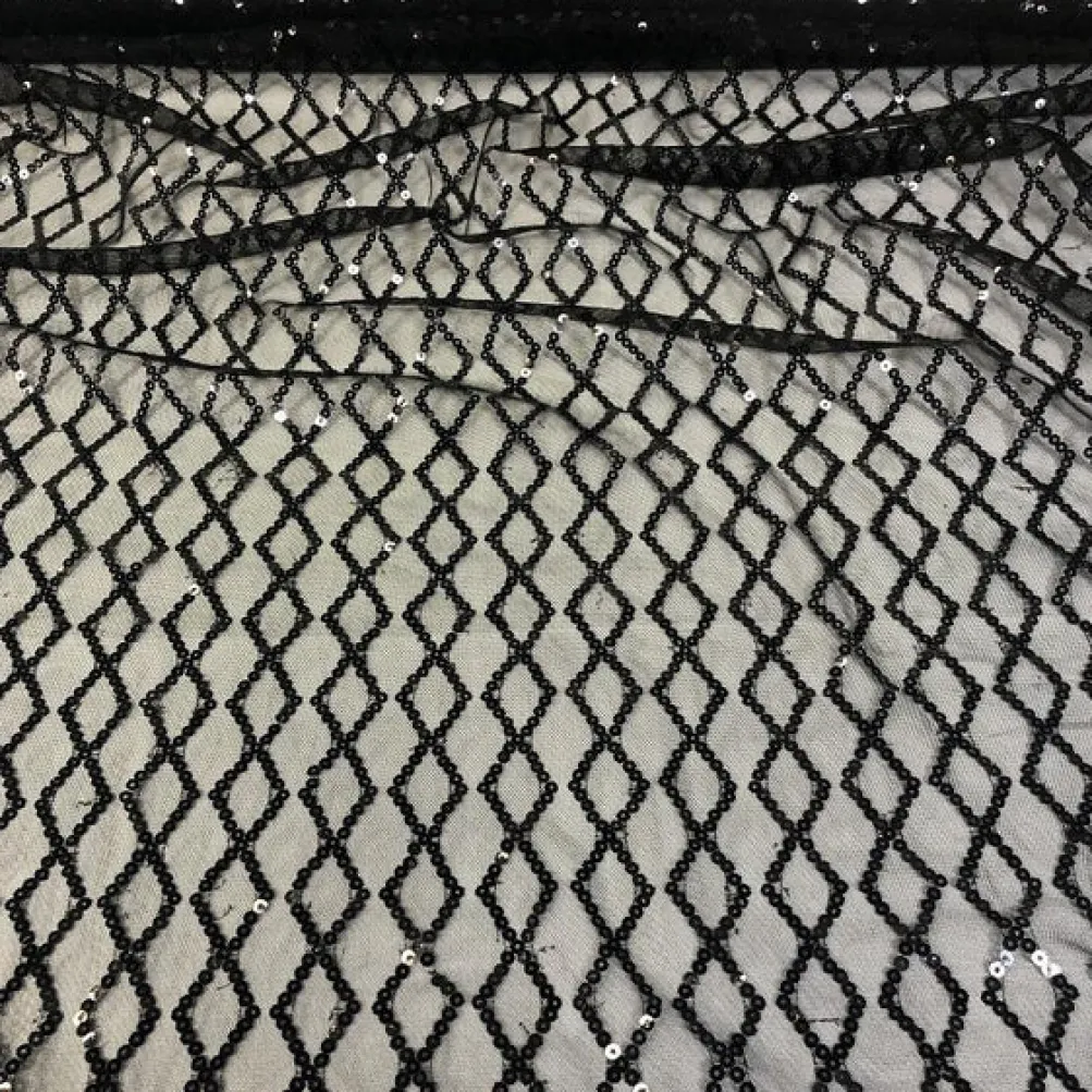 Vortex Sequins Table Runner in Black