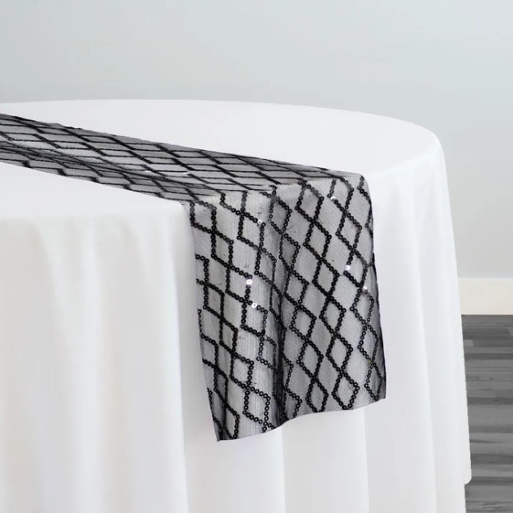 Vortex Sequins Table Runner in Black
