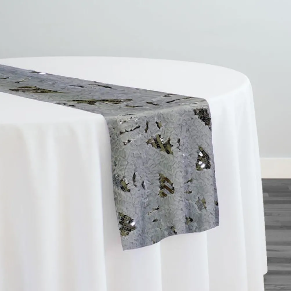 Zenya Sequins Table Runner in Silver